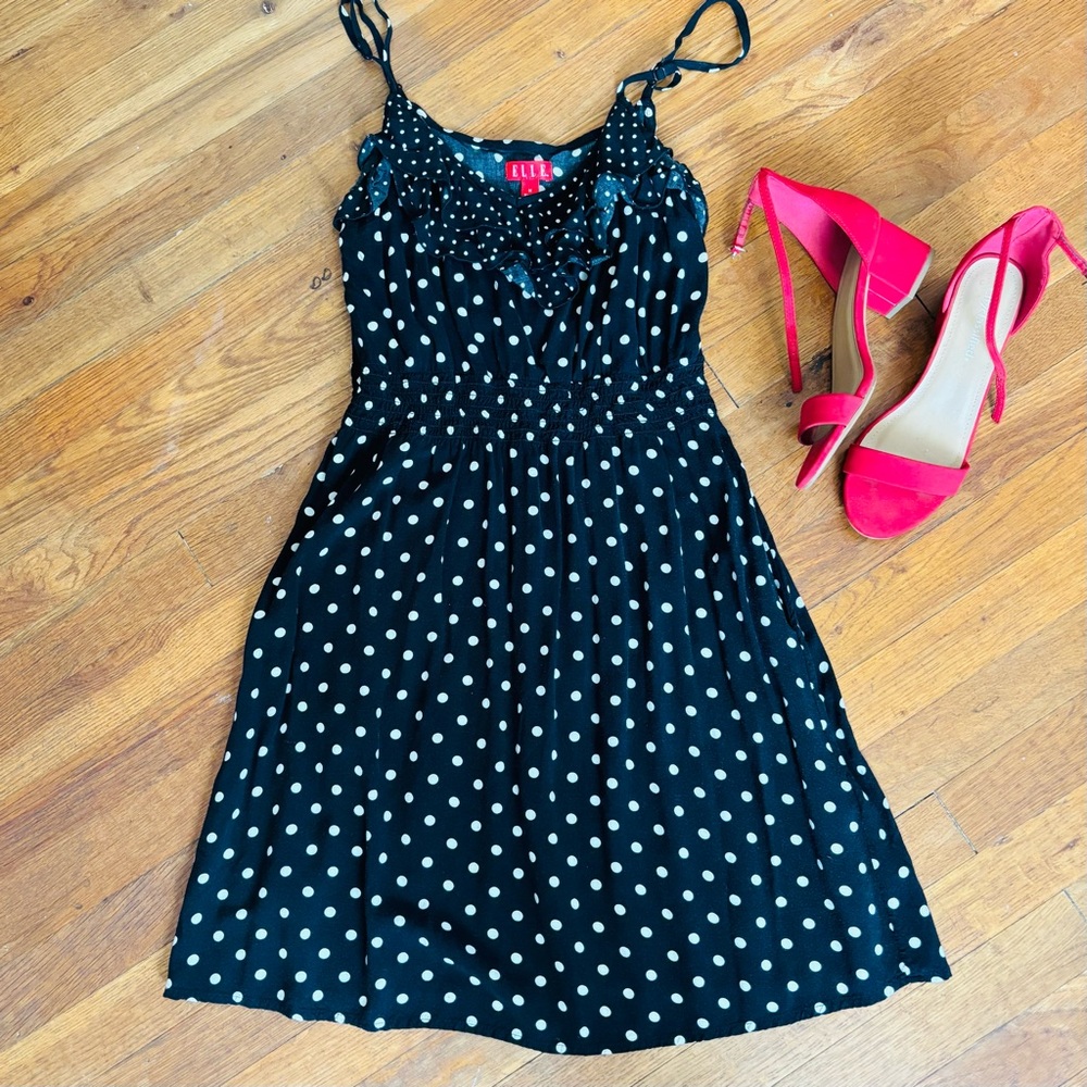 Elle Black and White Polka Dot Mini Dress